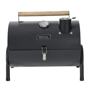 Barbecue charbon de bois portable "Captain" - 42 x 27 x 43 cm - Noir