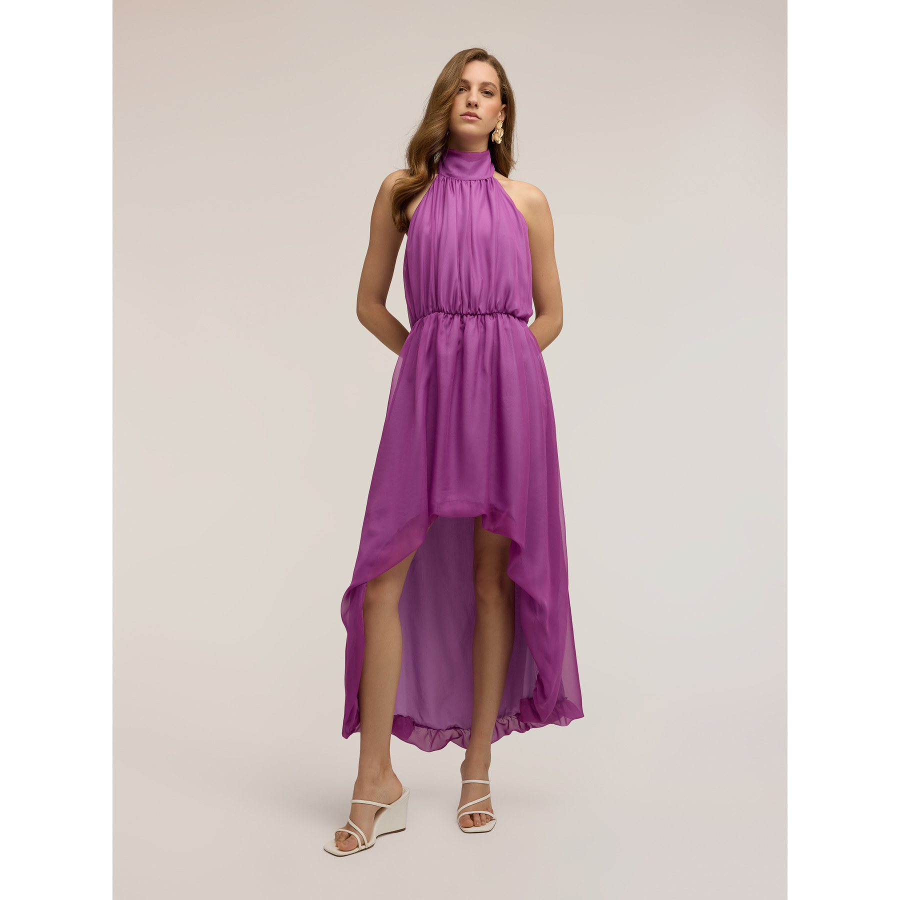 Motivi - Vestito lungo asimmetrico con schiena scoperta - Viola