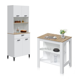 Pack alacena con mesa alta Nitza Blanco Artik (Blanco Mate) - Natur