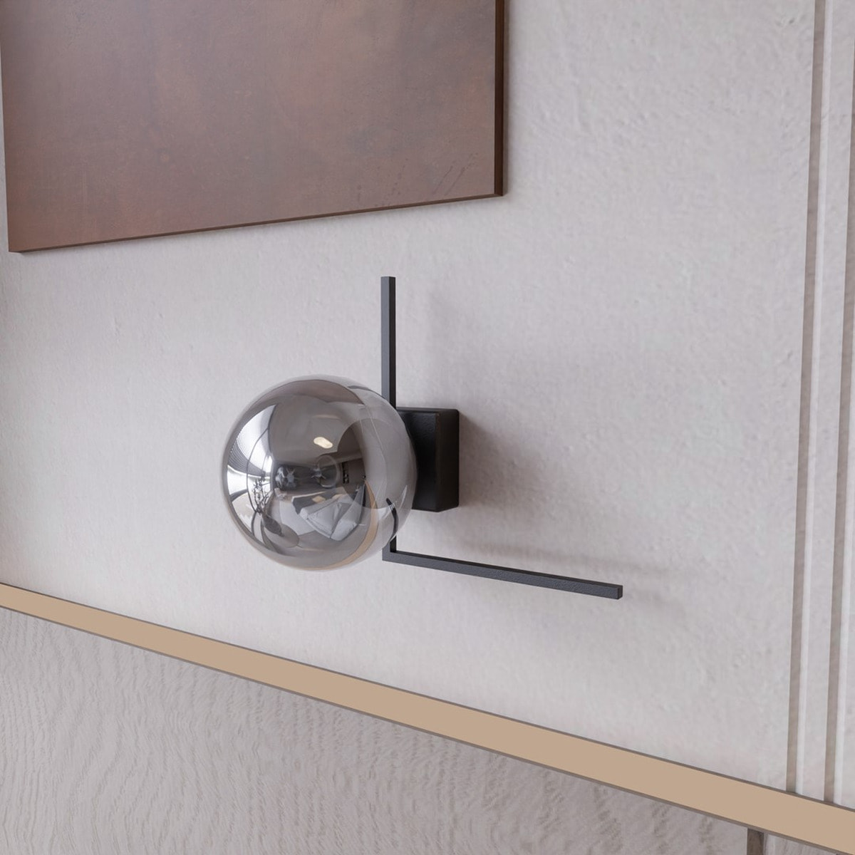 Lampada da soffitto Imago in acciaio nero e vetro grafite