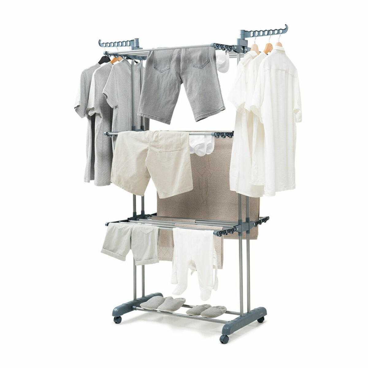 Étendoir Pliant Vertical à Roulettes Dolver InnovaGoods 24 Barres