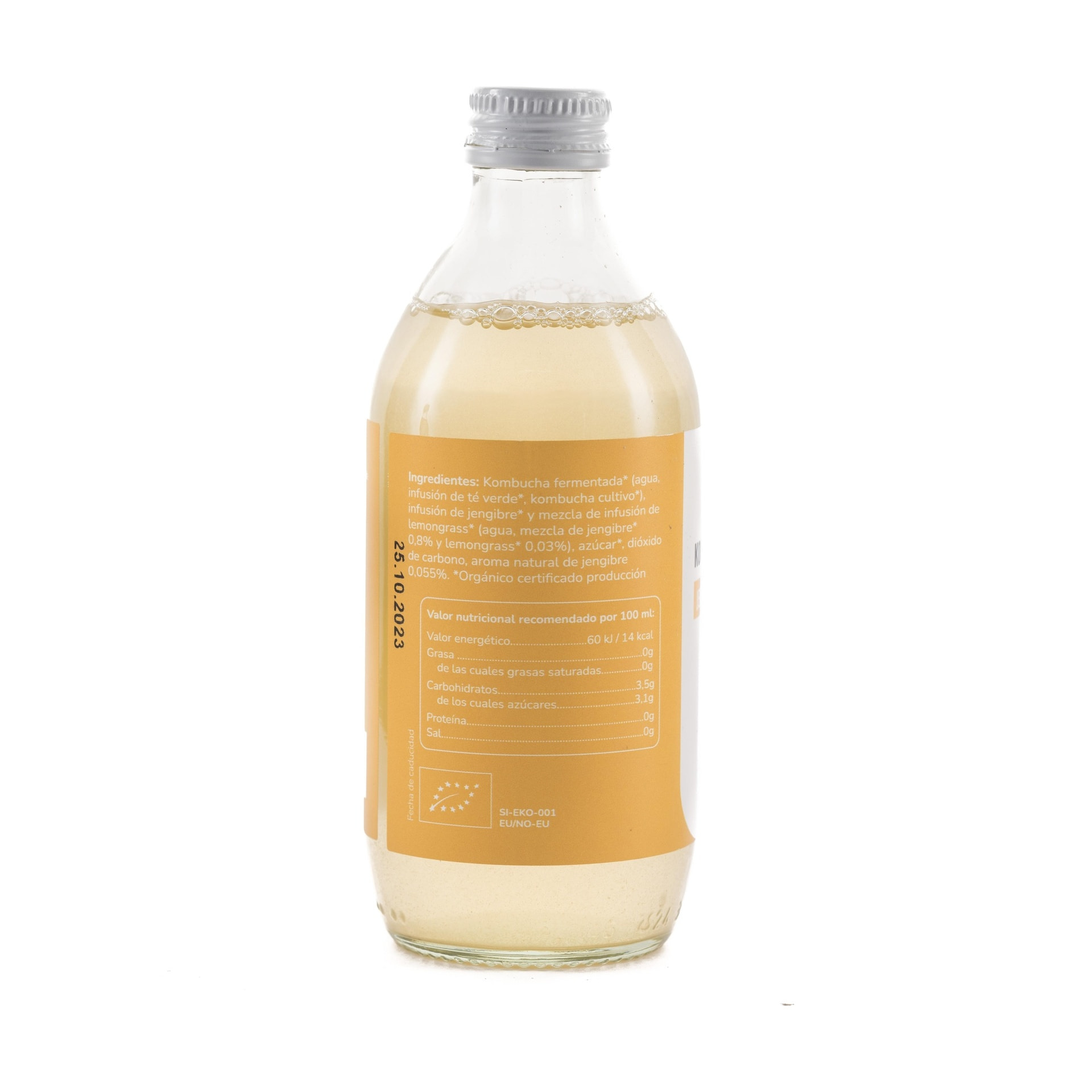 PLANETA HUERTO | Kombucha ECO de Jengibre y Lemongrass 330 ml – Bebida Probiótica Baja en Azúcar, Naturalmente Fermentada y Refrescante