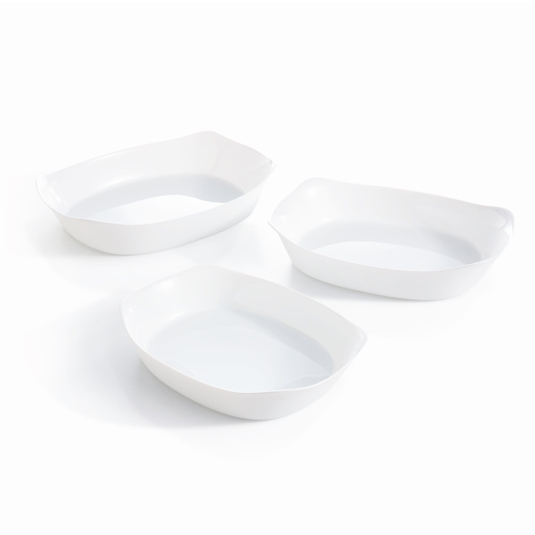 Lot de 3 plats de cuisson rectangles Smart Cuisine Carine - Luminarc - Résistant au four à 250°C - Empilables - 3 formats