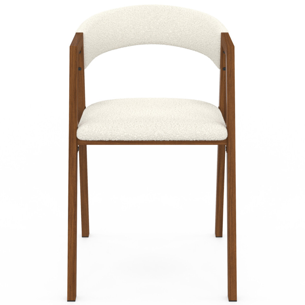 Chaises Enola avec accoudoirs bouclette pieds effet noyer - lot de 4