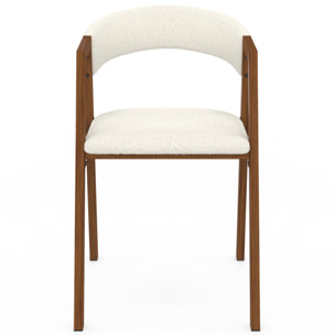 Chaises Enola avec accoudoirs bouclette pieds effet noyer - lot de 4