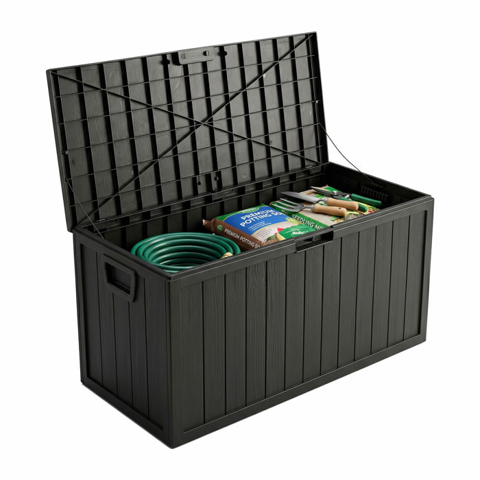 Neo 75 - Baule Portaoggetti da Giardino 110x46x53 cm 285 lt Contenitore Lucchettabile in Resina Nero