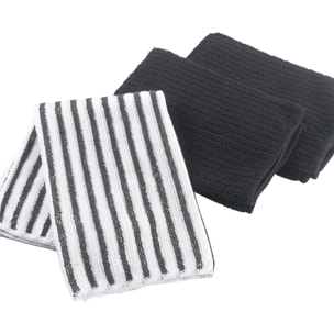 Lot de 3 torchons de cuisine en microfibre ultra-absorbants - Noir
