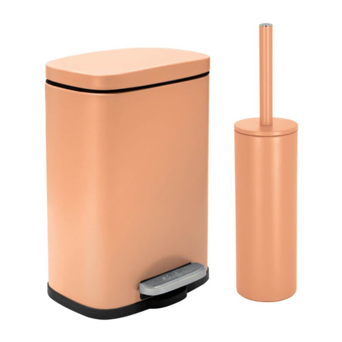 Set Poubelle à  pédale 5L & Brosse Wc AKIRA Pêche mat Spirella