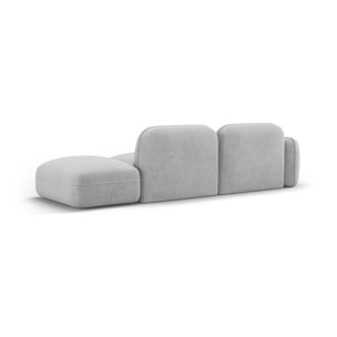 Canapé modulable droit "Lucien" 3 places en velours gris clair