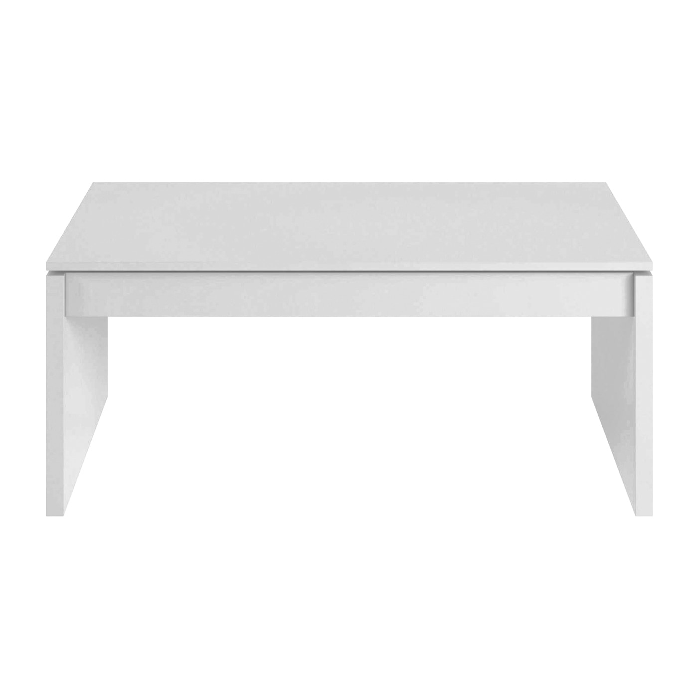 Tavolino da salotto Adrina, Tavolino da caffè con piano elevabile, Tavolo basso da soggiorno, 102x50h43/54 cm, Bianco lucido