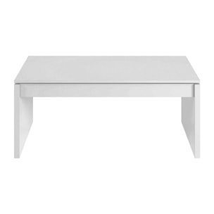 Tavolino da salotto Adrina, Tavolino da caffè con piano elevabile, Tavolo basso da soggiorno, 102x50h43/54 cm, Bianco lucido