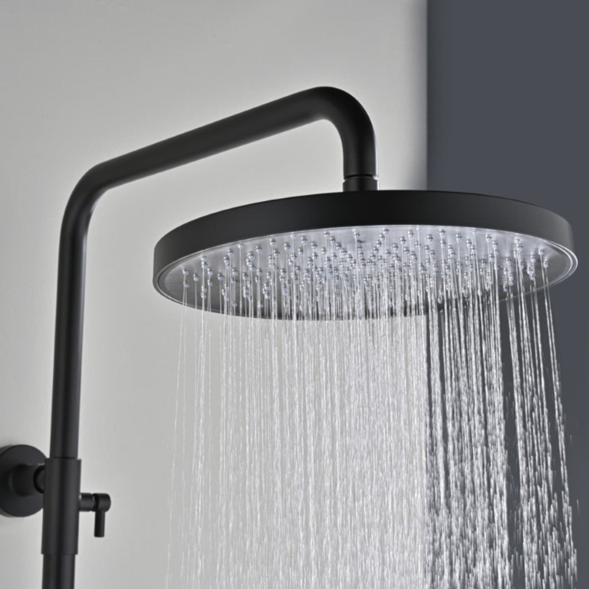 Ensemble bain/douche 3 jets avec mitigeur thermostatique de baignoire + douche de tête + douchette à main, noir mat (SATSSTVKC)