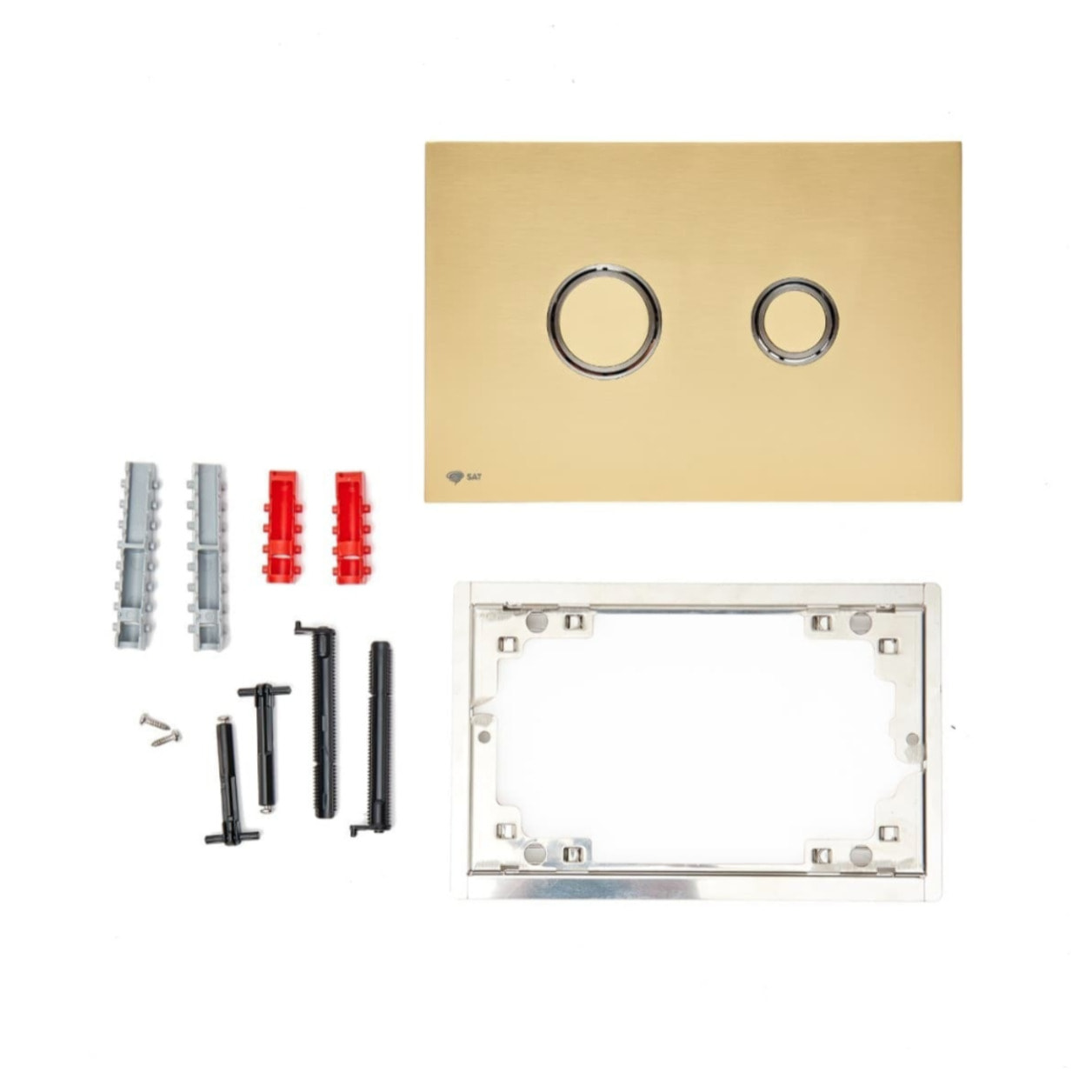 Plaque de commande double touche en acier inoxydable, traitement PVD, or mat (SATATBG)