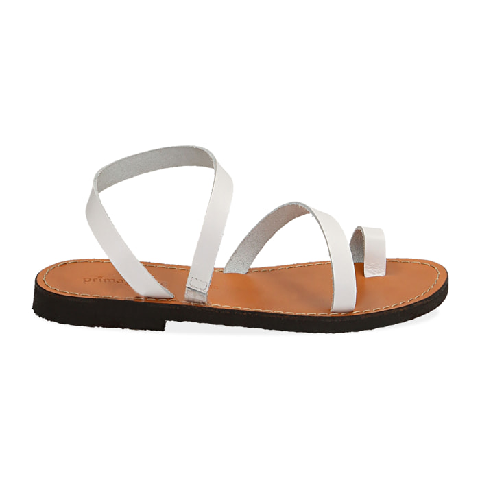 Chanclas de piel de vacuno blanca