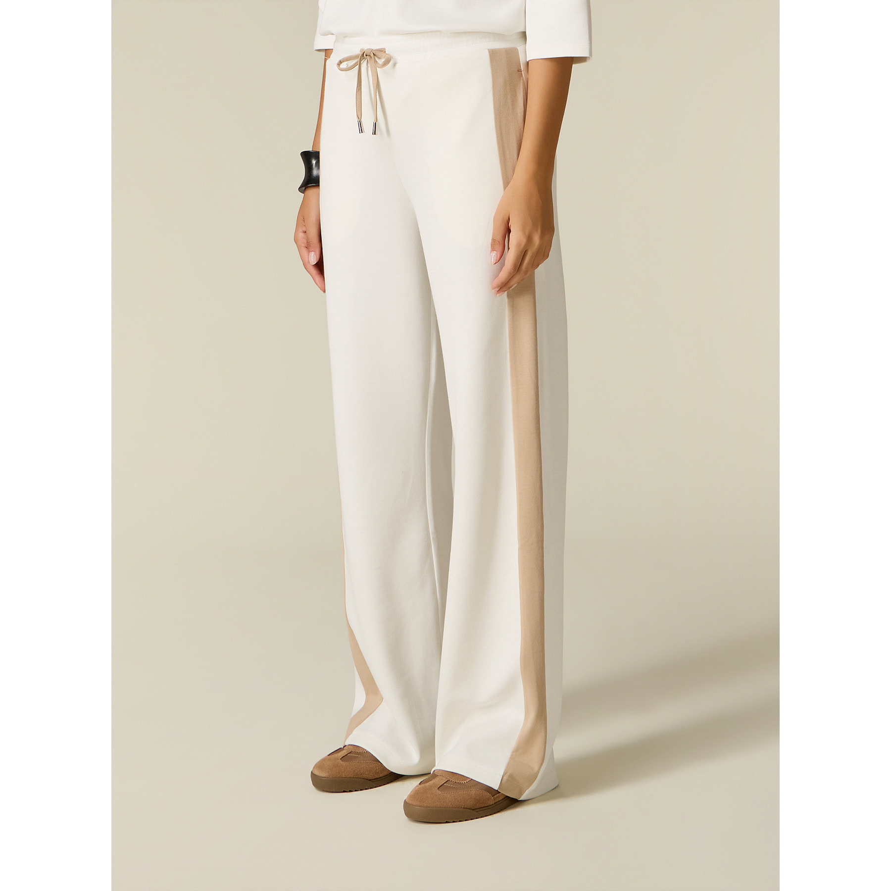 Oltre - Pantaloni joggers con banda laterale - Bianco