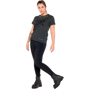 T-shirt a manica corta da donna old wash "Black Ring"