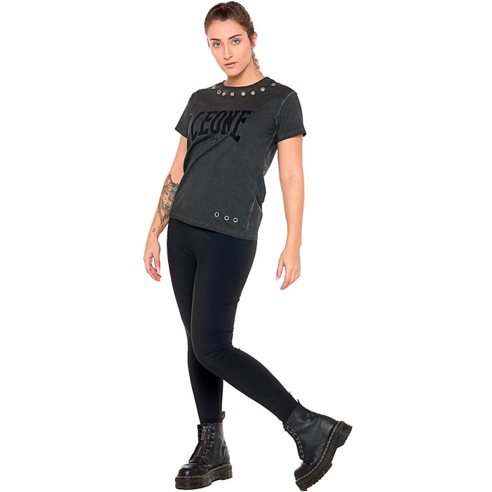 T-shirt a manica corta da donna old wash "Black Ring"