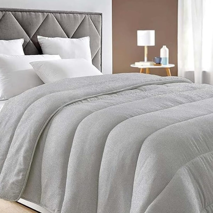 INTRECCI Piumino Singolo, 170 x 260 cm, Piumino Ecologico, Caldo, Invernale, 300 g/m², Anallergico e Antiacaro, Made in Italy, Lavabile in Lavatrice, Soffice, Morbido. Fantasia: Stone Grigia