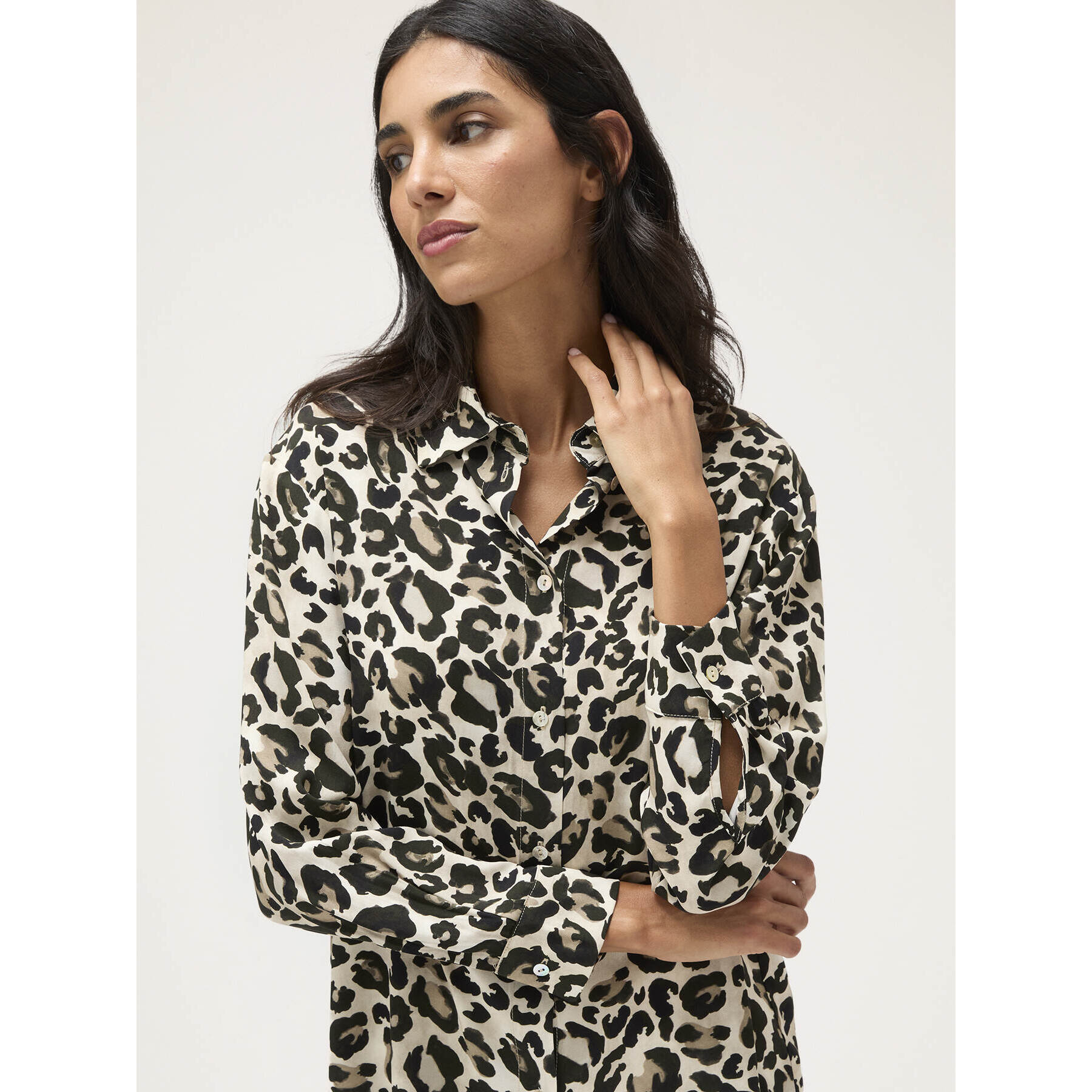 Motivi - Camicia fluida fantasia animalier - Beige