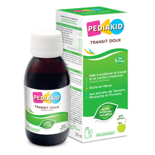 PEDIAKID - Sirop Transit Doux - Complément Alimentaire Naturel - Formule Exclusive au Sirop d'Agave - Contribue à Réguler - Arôme de Pomme - Flacon de 125 ml