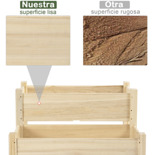 Mesa de Cultivo Huerto Urbano Elevado de Madera de 2 Niveles Mesa de Jardinera para Cultivo Plantas Flores Verduras 86x85x72 cm Madera Natural