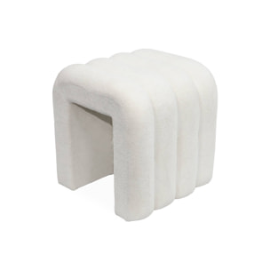 Set de 2 poufs contemporains en tissu blanc