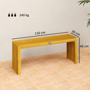Banco de Jardín de Madera, 110 cm, Banco Exterior Rústico de 2 Plazas con Asiento de Listones, Carga 240 kg, para Patio, Porche, Parque, Balcón, Natural