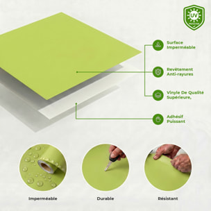 Rouleau adhésif décoratif Vinyle au Mètre - Vert pastel - Sticker Lavable Imperméable Mur Cuisine Meubles