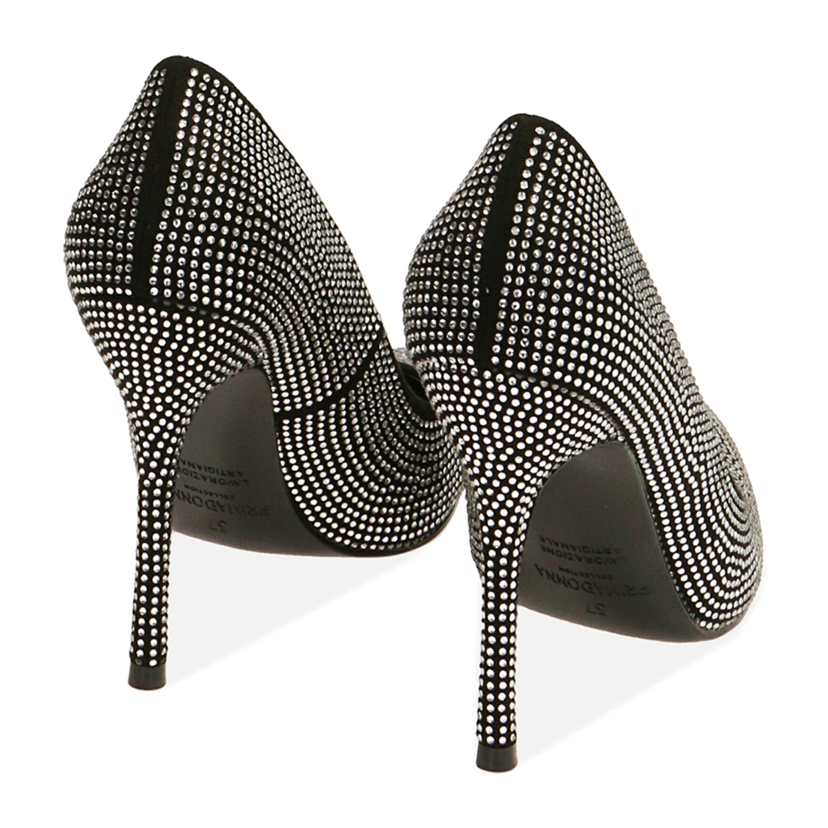 Décolleté nere con strass, tacco 10,5 cm