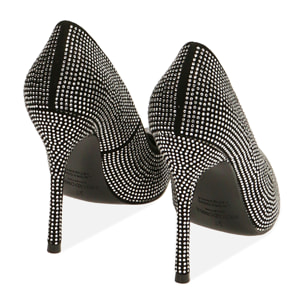 Décolleté nere con strass, tacco 10,5 cm