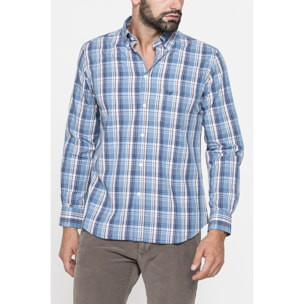 CAMICIA FANTASIA TINTO FILO CON COLLO BUTTON-DOWN