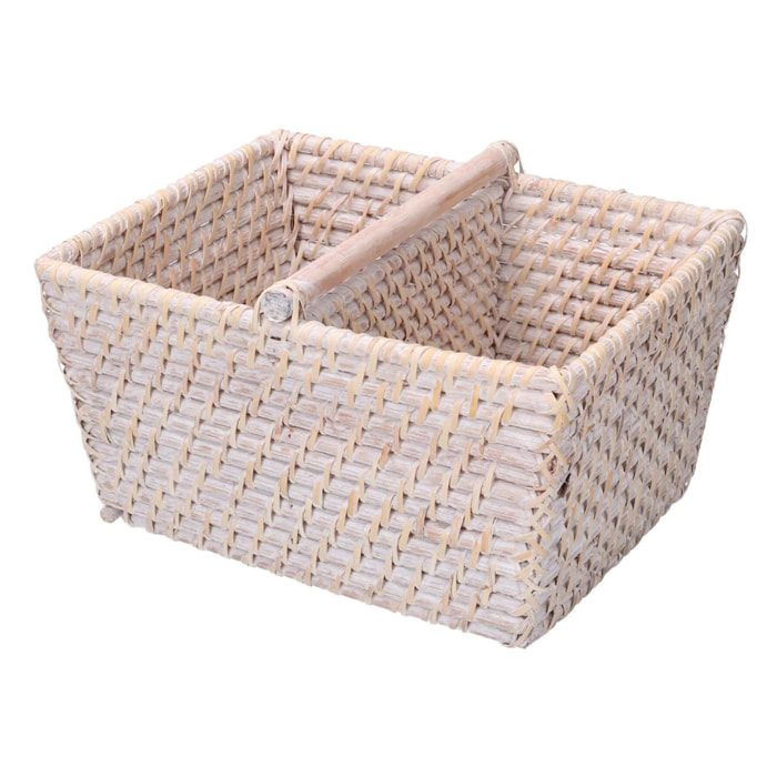 Portatutto in rattan algarve bianco rettangolare cm26x21h15