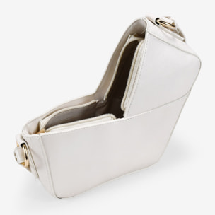 Bolso de hombro beige asimétrico