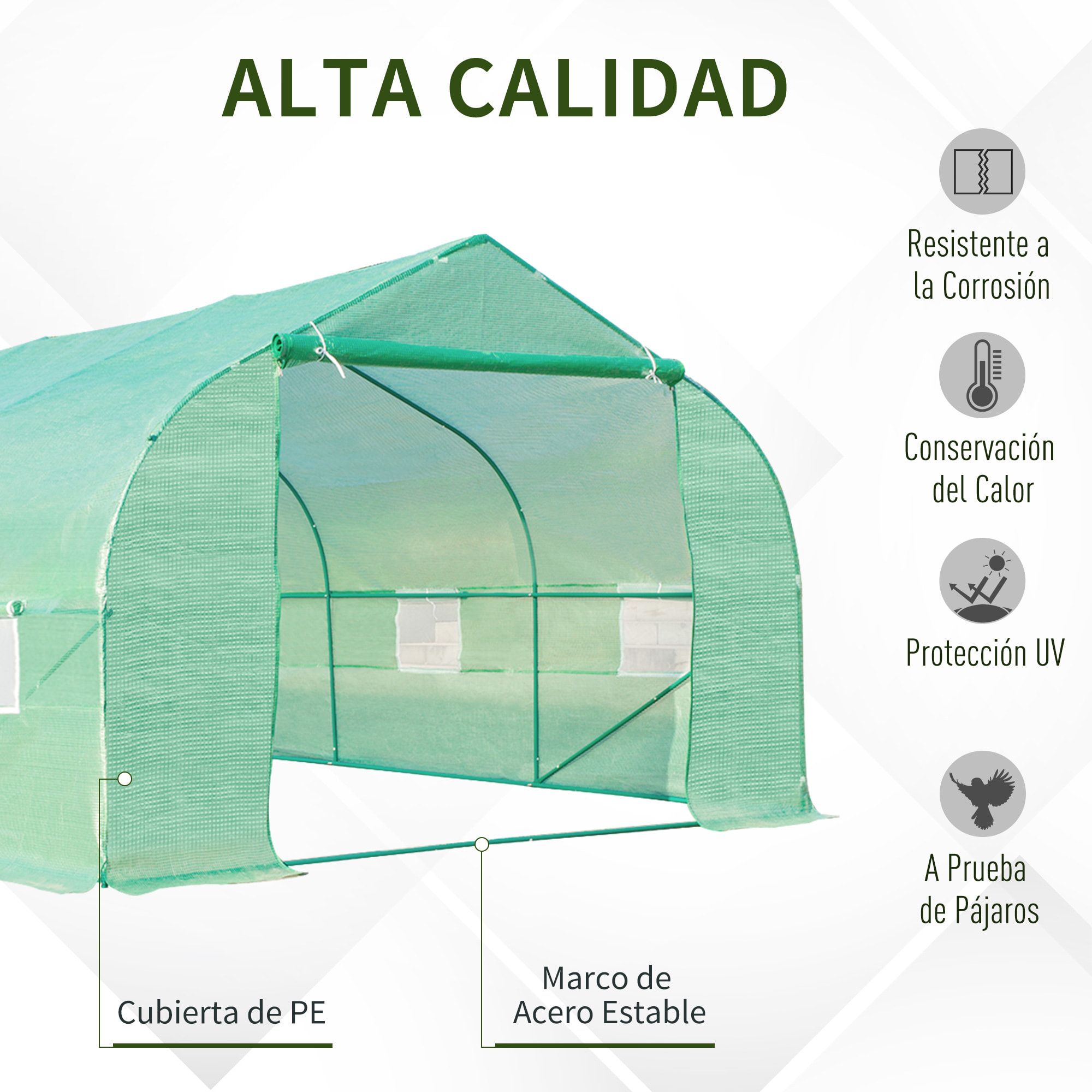 Invernadero de Jardín 600x300x200cm Tipo Túnel para Cultivo Plantas y Verduras