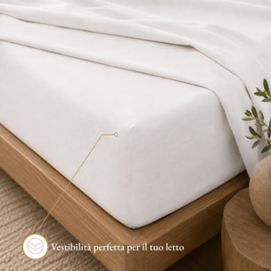 Completo lenzuola in cotone - Bianco