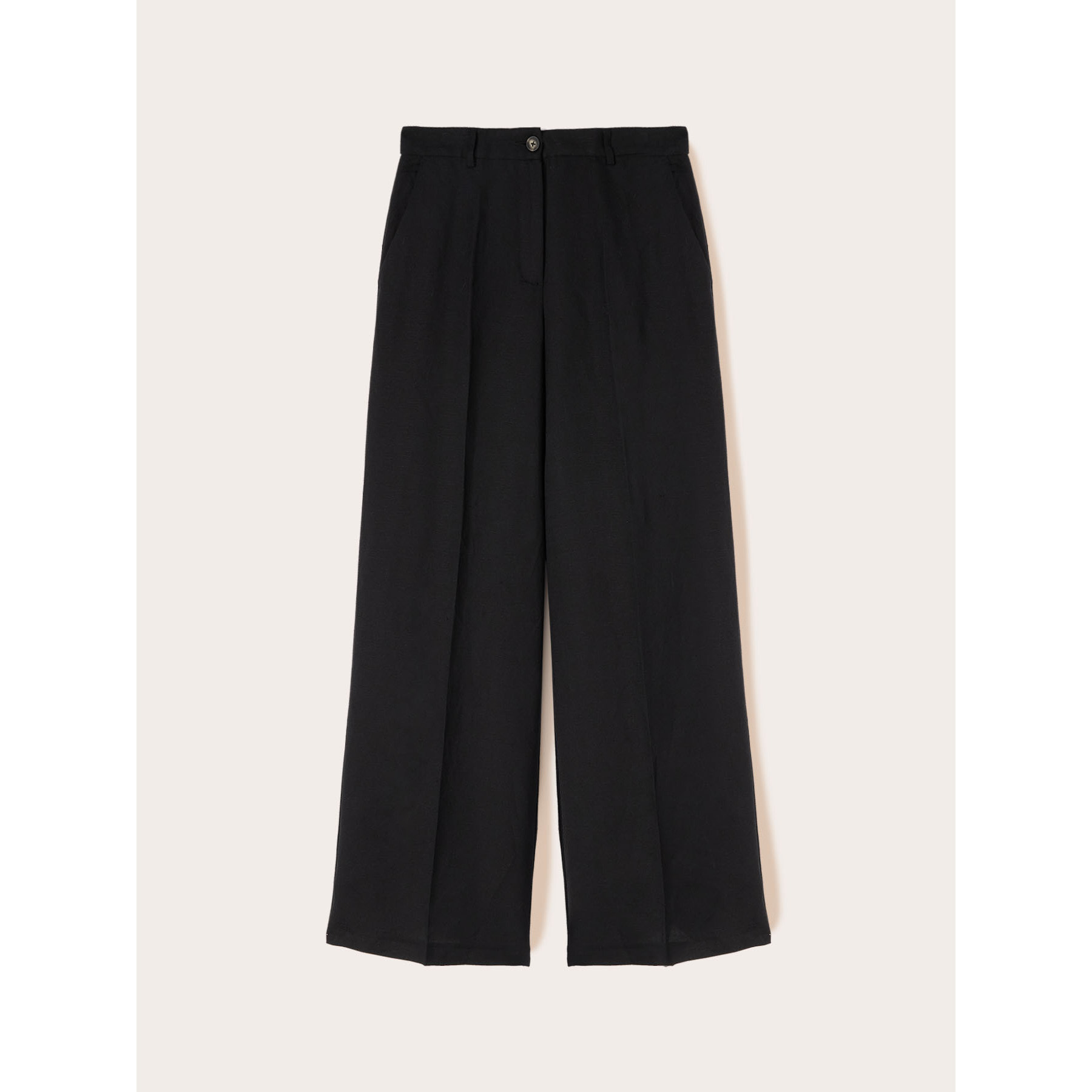 Motivi - Pantaloni wide leg misto lino - Nero