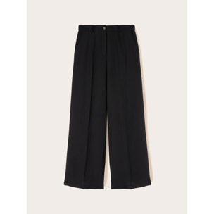 Motivi - Pantaloni wide leg misto lino - Nero