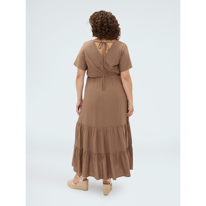 Fiorella Rubino - Vestito lungo Smile in viscosa - Marrone