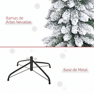 Árbol de Navidad Estrecho 180 cm, Árbol de Navidad Artificial Nevado con 395 Ramas y Soporte de Metal Plegable, Decoración Navideña para Salón, Interior, Verde