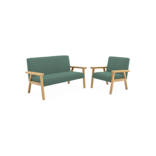 Fauteuil enfant en bois et velours côtelé kaki. ISAK L 47 x P 43.5 x H 50cm