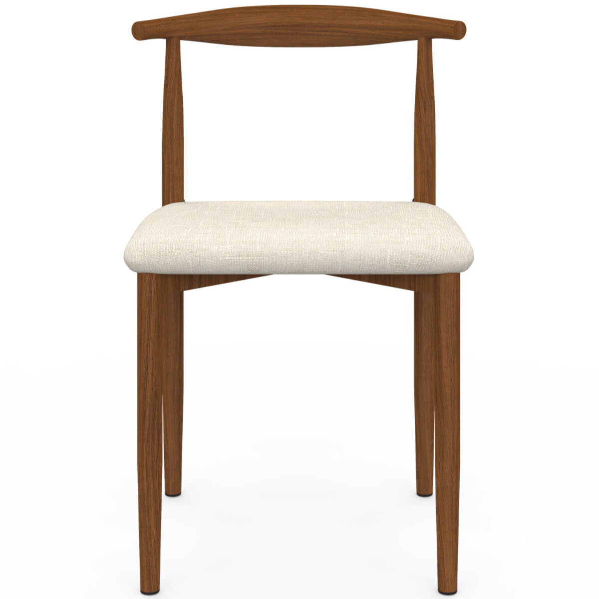 Chaises Adam tissu beige pieds effet bois noyer - lot de 6