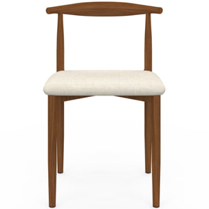 Chaises Adam tissu beige pieds effet bois noyer - lot de 6