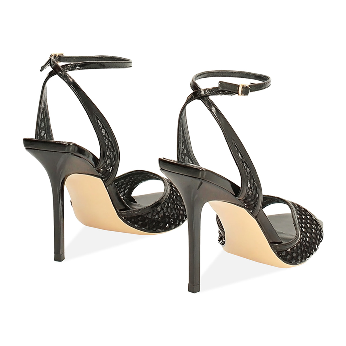 Sandalias negras con pedrería tacón 9,8 cm