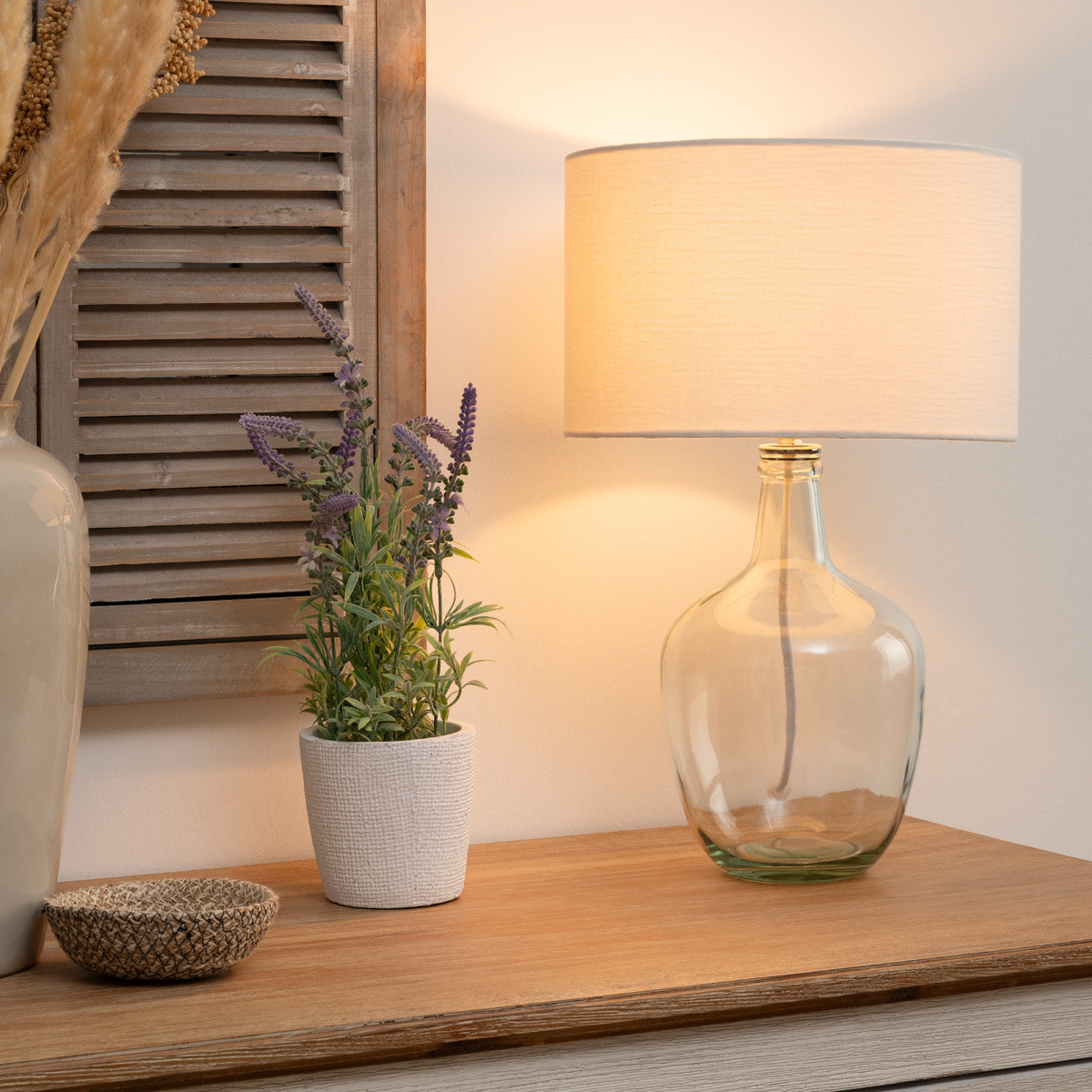 Lampe en coton H43,5cm blanc