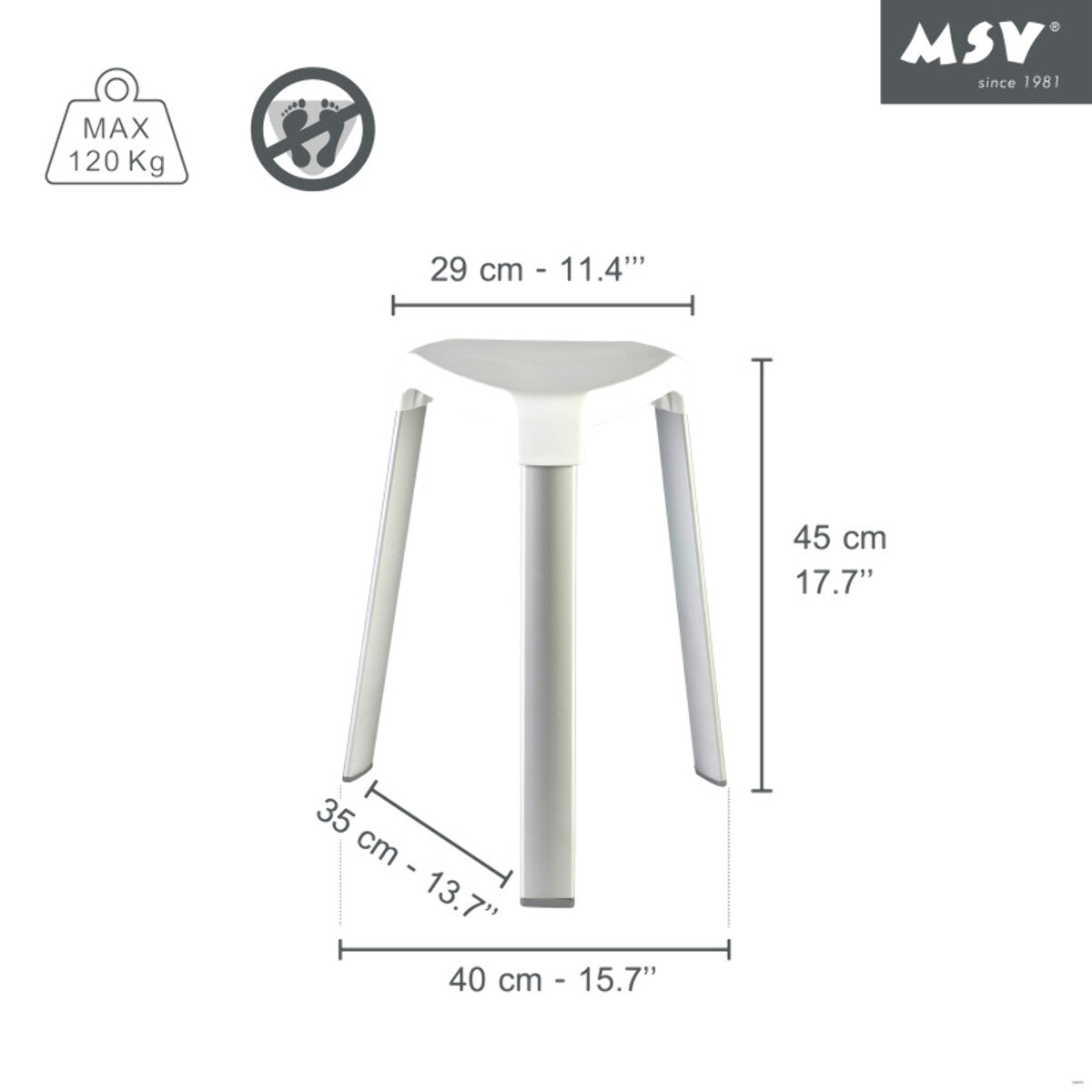 Tabouret de douche - Max 120kg MSV