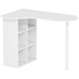 Bureau design - bureau forme organique compacte dim. 100 x 59 cm - 6 niches - acier MDF blanc