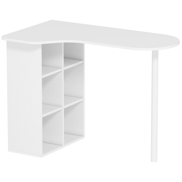 Bureau design - bureau forme organique compacte dim. 100 x 59 cm - 6 niches - acier MDF blanc