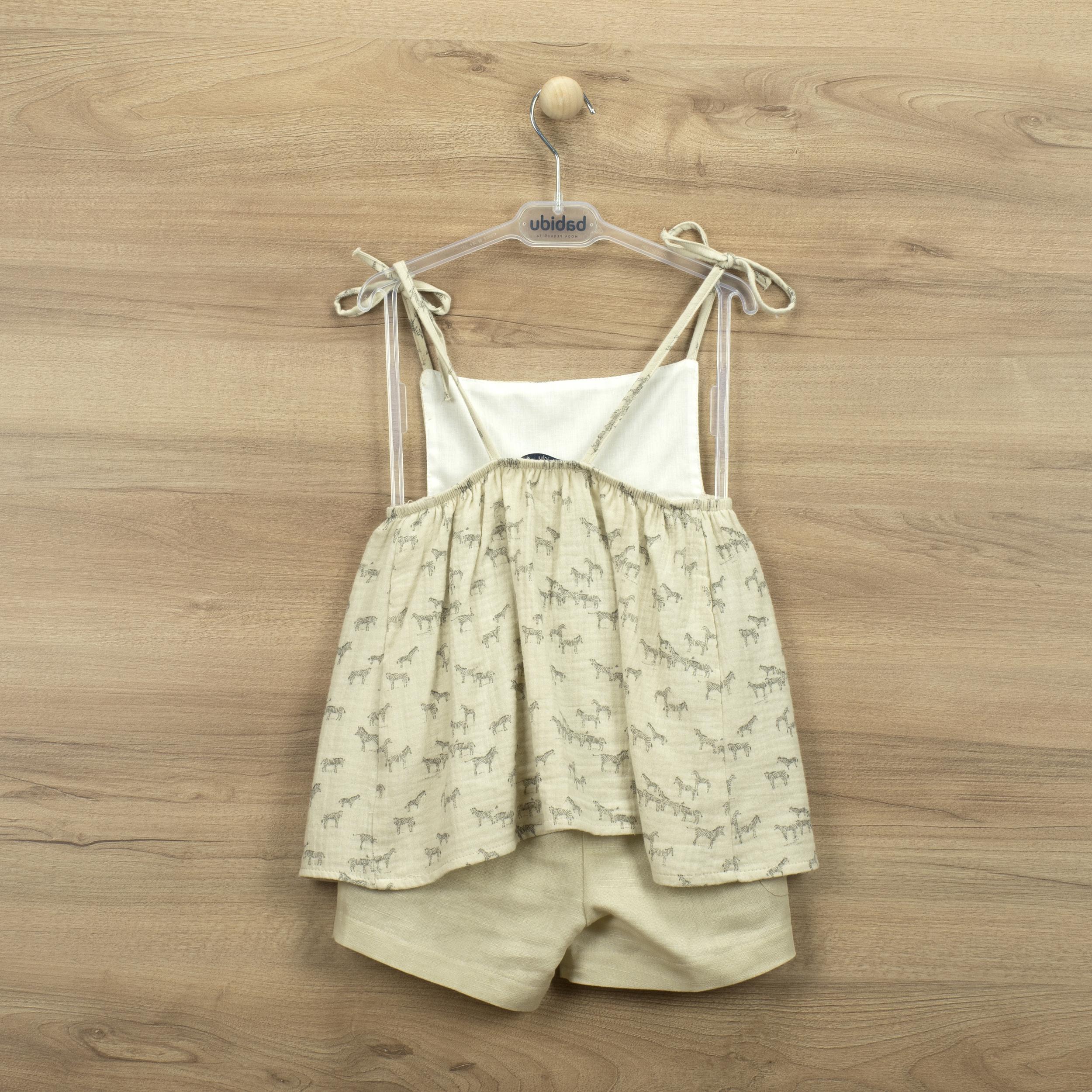 Conjunto Bebé Niño Babidu - Camiseta Y Pantalón Corto De Rayas - Algodón Natural - Hecho En España - Unisex