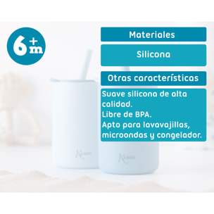 2 VASOS EN SILICONA AZUL CON PAJITA