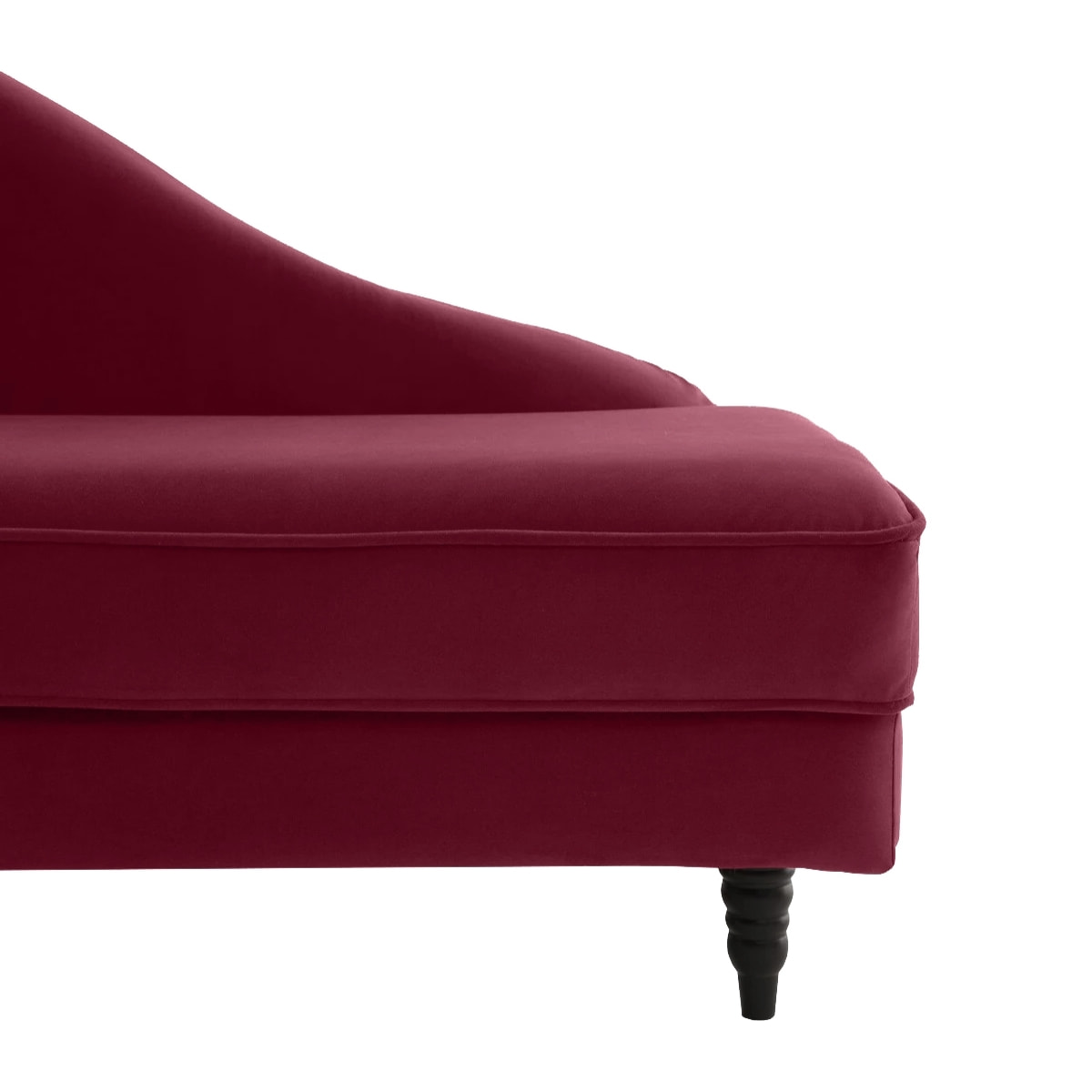 Méridienne droite ALBA 195 cm velours Aubergine - 100% déhoussable - Fab. France